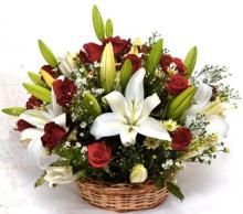 Red Roses and White Lilies Basket Red Roses and White Lilies Basket